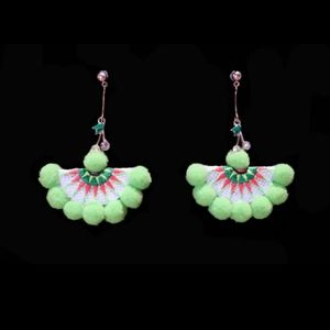 Mint Hmong pompom earring